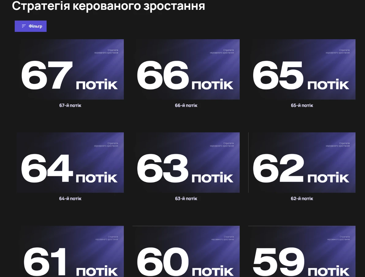 Особистий кабінет із записами занять